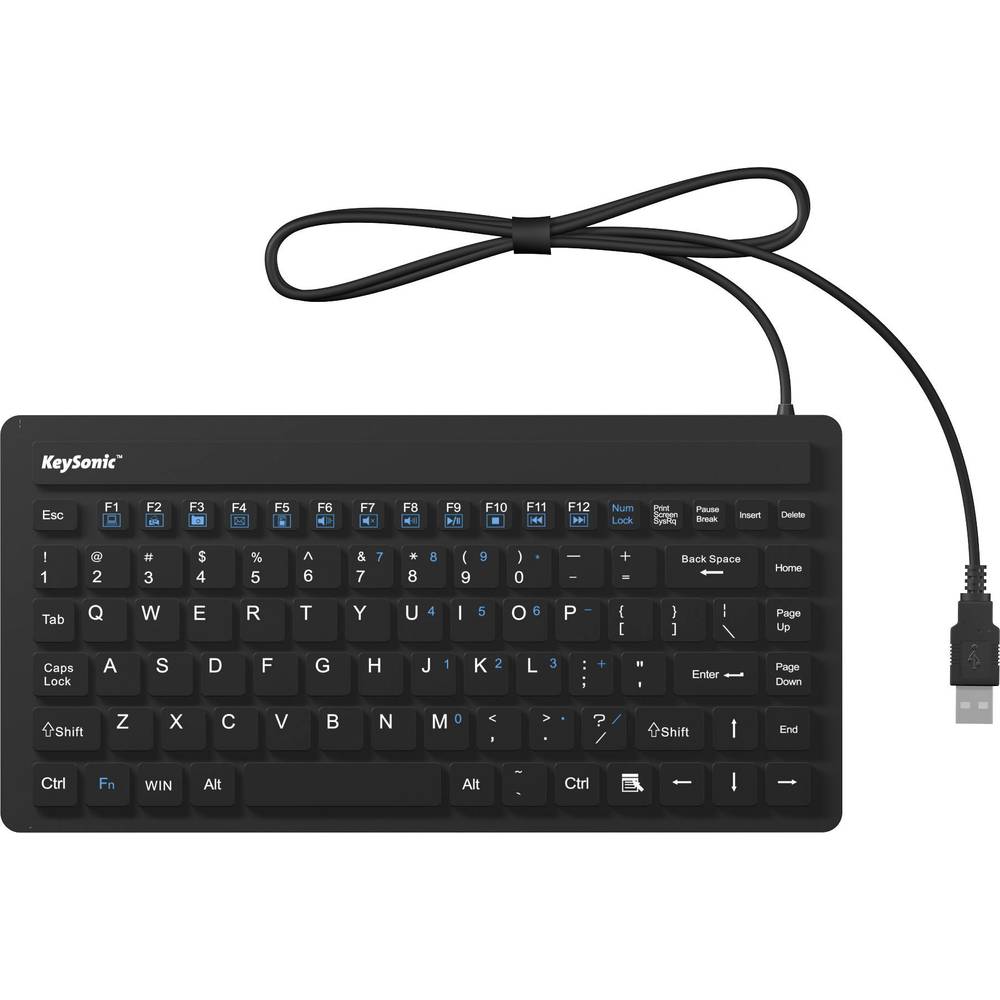 Keysonic KSK-3230IN (US) Toetsenbord USB QWERTY, US-Engels Zwart Siliconemembraan, Waterdicht (IPX7)
