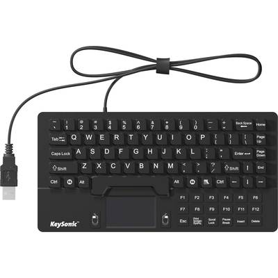 Keysonic KSK-5031 IN (UK) Toetsenbord USB QWERTY, UK-Engels Zwart Siliconemembraan, Waterdicht (IPX7), Geïntegreerd touc