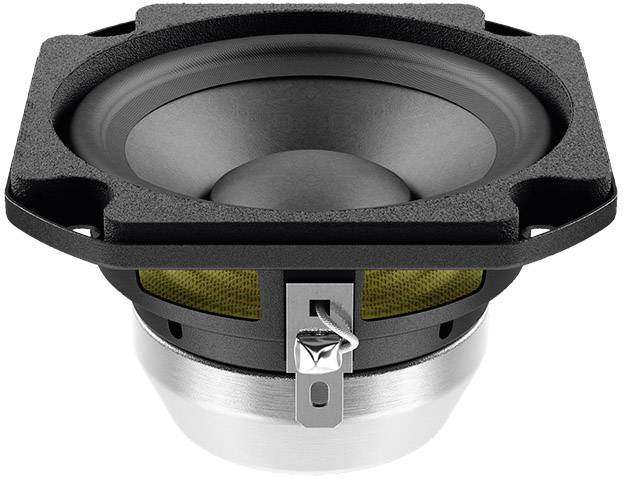 Luidspreker met zwarte kegel en zilveren frame, geschikt voor audio-toepassingen.