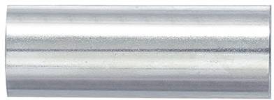 Zilveren metalen cilinder liggend, zonder zichtbare markeringen of opschriften.