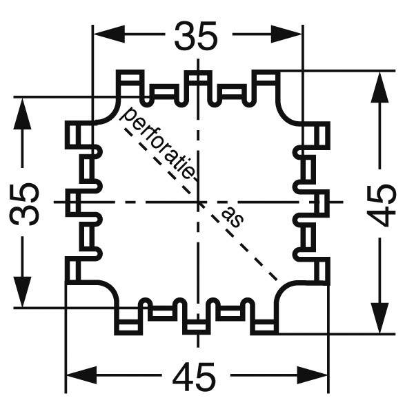 Technische tekening van een tandwiel met afmetingen: 42 mm breedte, 42 mm hoogte, details van boorgaten en tandverdeling gespecificeerd.