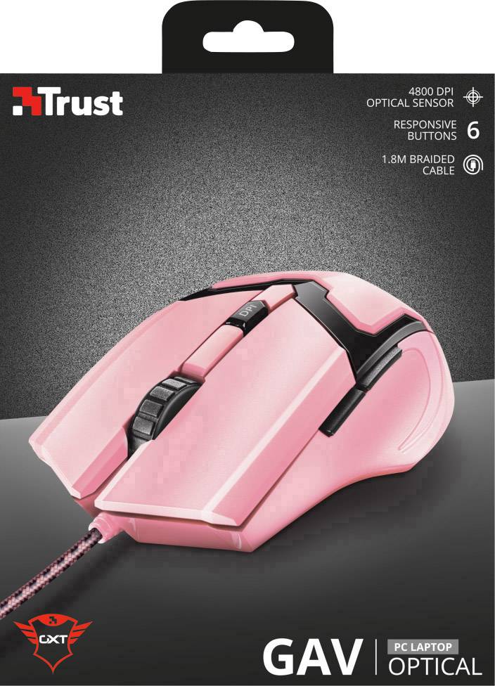 Trust GXT101P Gav Optical Gaming-muis USB Optisch Pink 5 Toetsen 4800 dpi Verlicht-2
