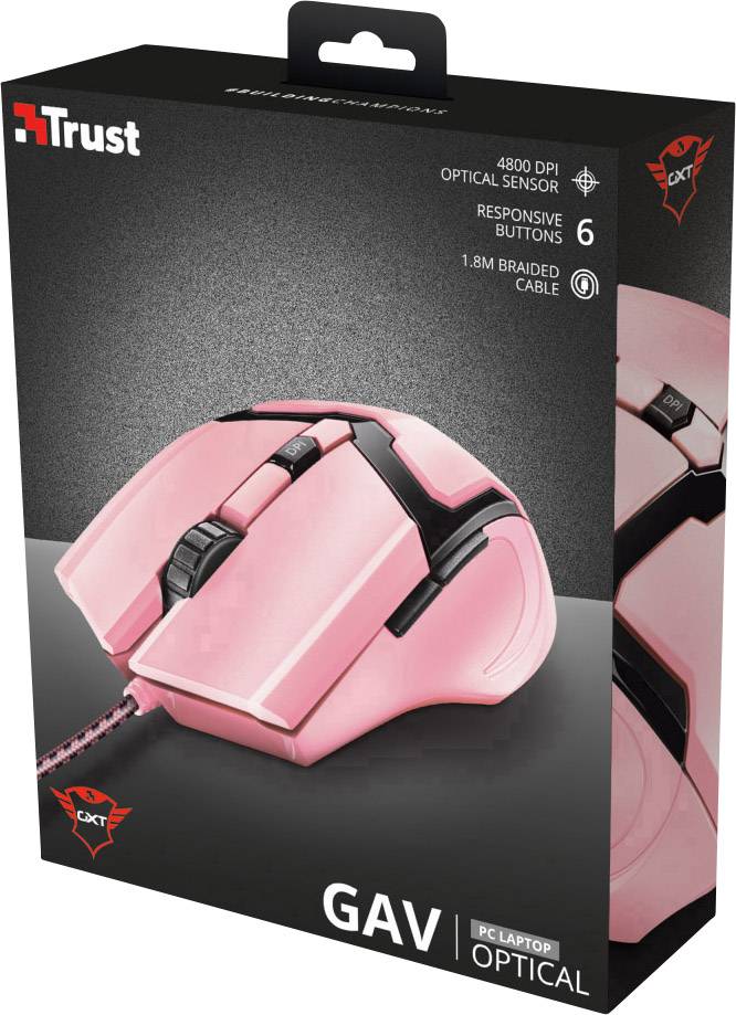 Trust GXT101P Gav Optical Gaming-muis USB Optisch Pink 5 Toetsen 4800 dpi Verlicht-3