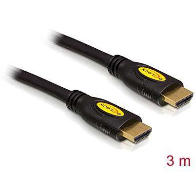 Twee zwarte HDMI-kabels met elk een gouden stekker, lengte 3 meter, op een witte achtergrond.
