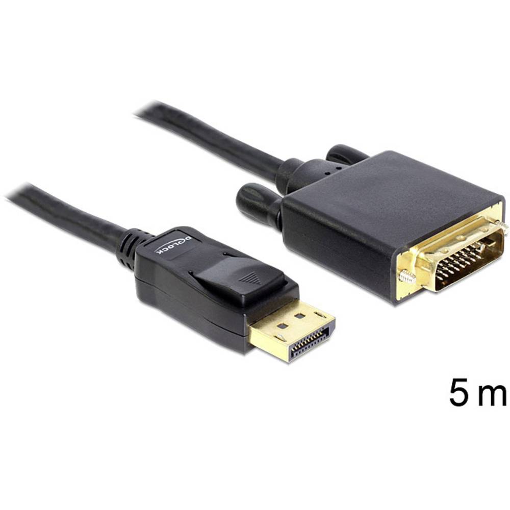Delock DisplayPort - DVI Adapterkabel DisplayPort stekker, DVI-D 24+1-polige stekker 5.00 m Zwart 82