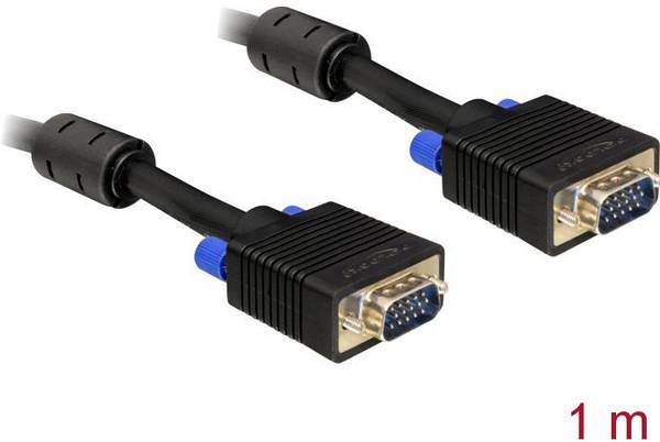 Delock 82556 VGA-kabel VGA Aansluitkabel VGA-stekker 15-polig, VGA-stekker 15-polig 1.00 m Meerdere kleuren Met Ferrietkern