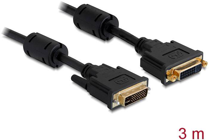 'Zwart DVI-kabel, 3 meter lang, met mannelijke aansluitingen. Geschikt voor videoverbindingen tussen apparaten.'