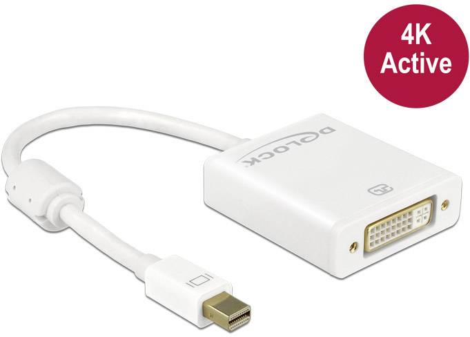 Delock 62604 DisplayPort-kabel Mini-displayport / DVI Adapterkabel Mini DisplayPort-stekker, DVI-I 24+5-polige bus 0.20 m Wit Vergulde steekcontacten