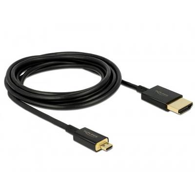 HDMI-kabel met twee aansluitingen: één is standaard-HDMI, de andere is Mini-HDMI. De kabel is zwart.