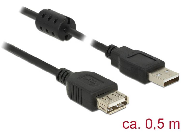 DeLOCK 0.5m, 2xUSB 2.0-A 0.5m USB A USB A Zwart