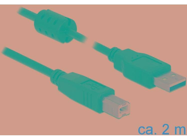 DeLOCK 2m, USB 2.0-A-USB 2.0-B 2m USB A USB B Zwart USB-kabel