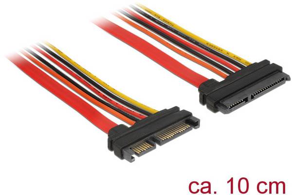 Delock HDD Verlengkabel [1x SATA-combi-stekker 15+7-polig - 1x SATA-combi-bus 15+7-polig] 0.10 m Zwart, Rood, Geel, Oranje