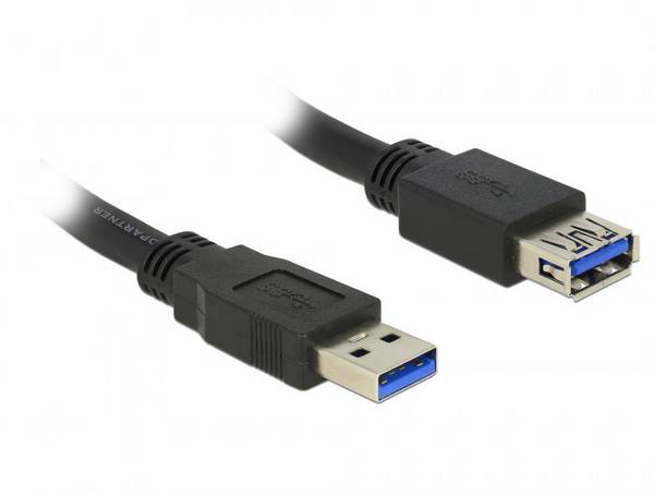 Delock 85058 USB-kabel USB 3.2 Gen1 USB-A stekker, USB-A bus 5.00 m Zwart Vergulde steekcontacten