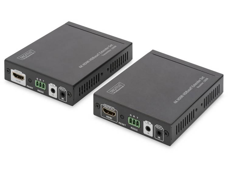 HDMI, Infrarood, RS232 Extender (verlenging) via netwerkkabel RJ45 Digitus Professional DS-55504 100