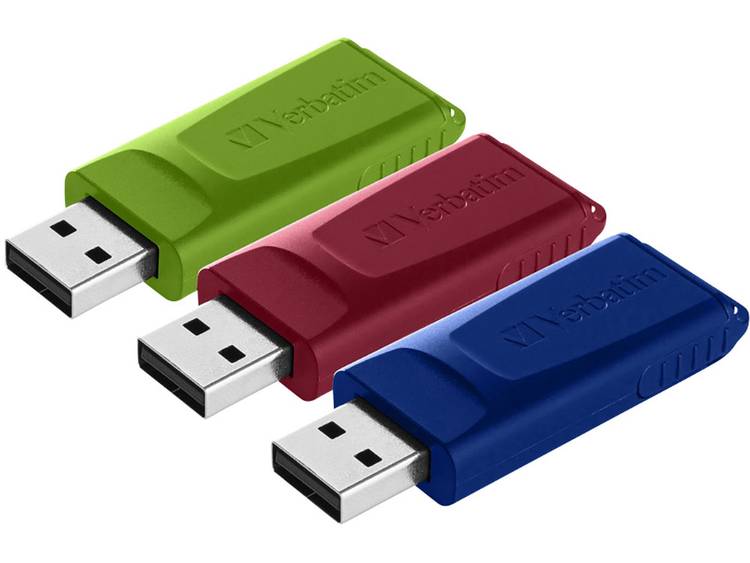 Verbatim Slider USB-stick 16 GB Rood, Blauw, Groen 49326 USB 2.0