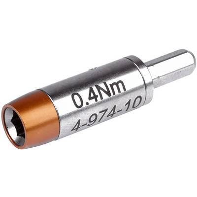 Momentsleutelopzetstuk met de gravure '0,4 Nm', gedeeltelijk oranje, voor het losdraaien of vastdraaien van schroeven met nauwkeurig moment.