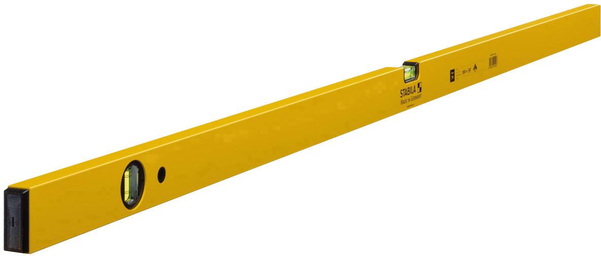 Gele waterpas met libellen voor het meten van horizontale en verticale lijnen. Geschikt voor nauwkeurige bouw- en doe-het-zelfwerkzaamheden.