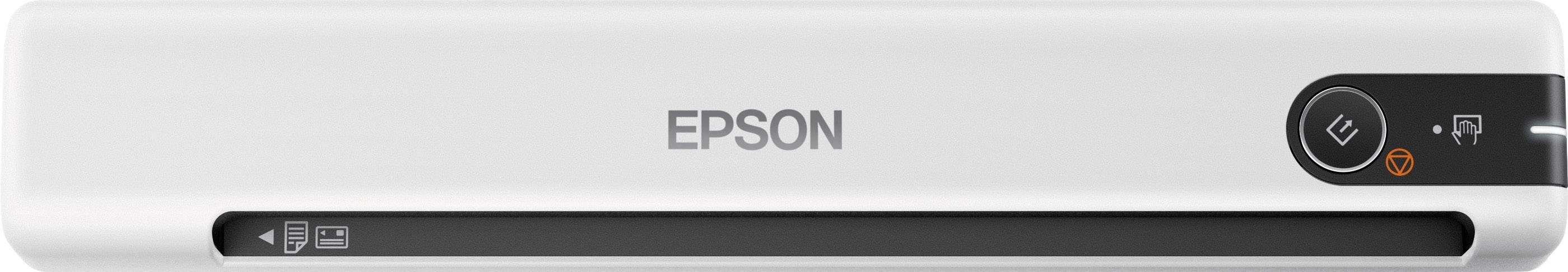 Draagbare Epson-scanner met toetsen en LED-display, geschikt voor het scannen van documenten en foto's.