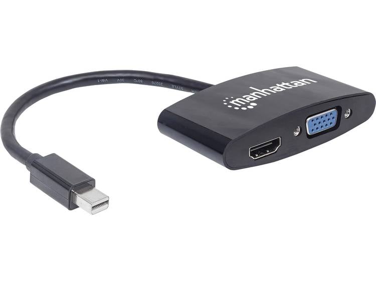 Manhattan DisplayPort-VGA-HDMI Adapter [1x Mini-DisplayPort stekker 1x VGA-bus, HDMI-bus] Zwart