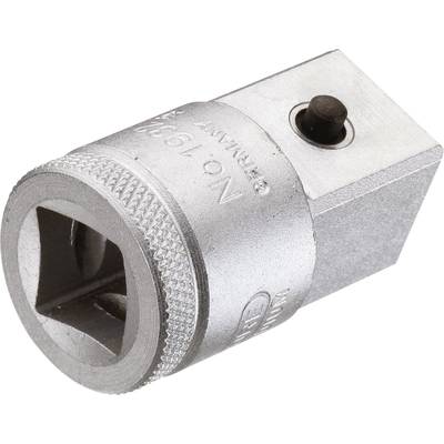 Metalen steeksleuteladapter toont een vierkante opening aan één zijde voor het bevestigen van gereedschap.