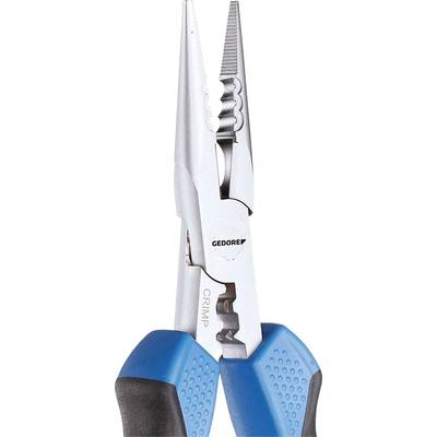 Punttang met blauwe handgrepen, geschikt voor grijpen, knippen en vastklemmen.