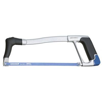 Metaalzaag met ergonomische handgreep, blauw zaagblad en merkaanduiding 'Gedore'.