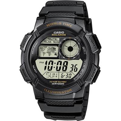 Casio AE-1000W-1AVEF Horloge Kwarts (l x b x h) 48.1 x 43.7 x 13.7 mm Zwart Materiaal (behuizing): Hars Materiaal (armba