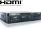 'HDMI High-Definition Multimedia Interface' logo boven een digitale ontvanger met USB-poort en display dat '0001' weergeeft.