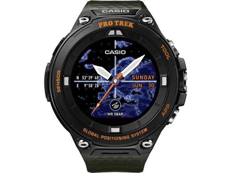 Casio Quartz Horloge WSD-F20A-GNBAE (l x b x h) 61.7 x 57.7 x 15.3 mm Zwart, Oranje Materiaal (behuizing): Hars Materiaal (armband): Hars