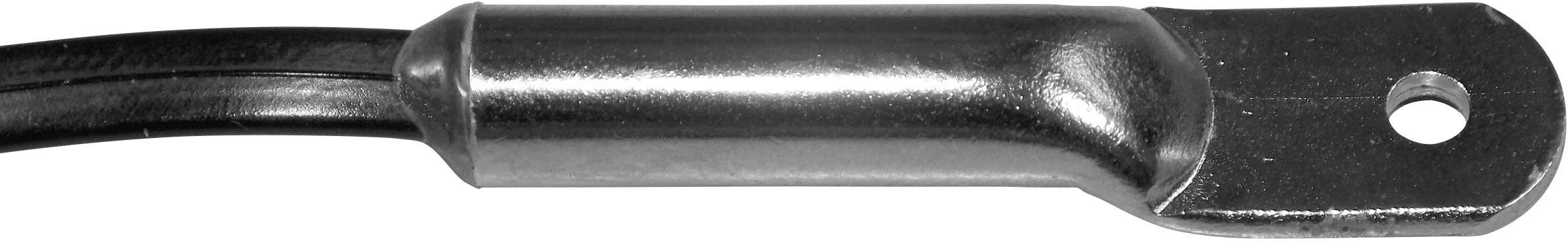 Metalen kabeluiteinde met oogcontact, geschikt voor elektrische verbindingen of aansluitingen.