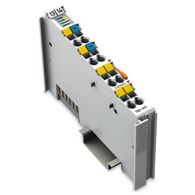 Elektronisch onderdeel met meerdere aansluitingen en gekleurde componenten. Markering '750-611' aan de zijkant zichtbaar.