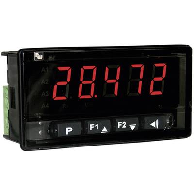 Digitaal weergave-instrument met rode LED-display toont '28.472'. Toetsen onderaan voor functies F1, F2 en pijltoetsen zijn zichtbaar.