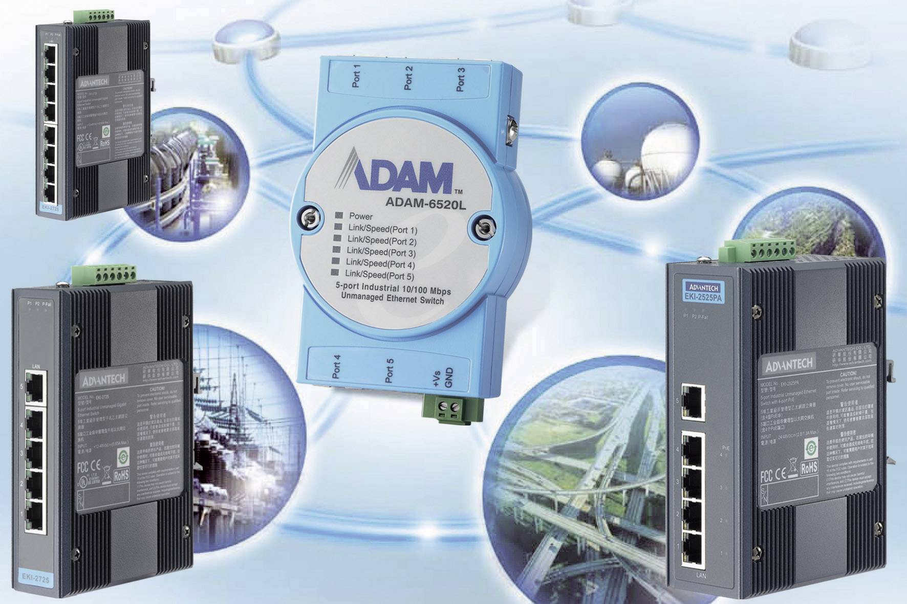 ADAM-6520L-AE, unmanaged, Fast Ethernet (10/100), full duplex, wandmontage-1