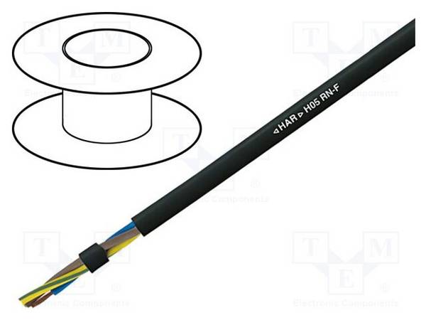 LAPP H05RN-F-2X1 Leiding; H05RN-F; 2x1mm2; rond; koord; Cu; rubber; zwart; 300V,500V - 1 meter