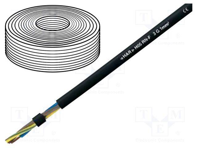 HELU H05RN-F4G0.75 Leiding; H05RN-F; 4G0,75mm2; koord; Cu; rubber; zwart; 300V,500V - 1 meter-0