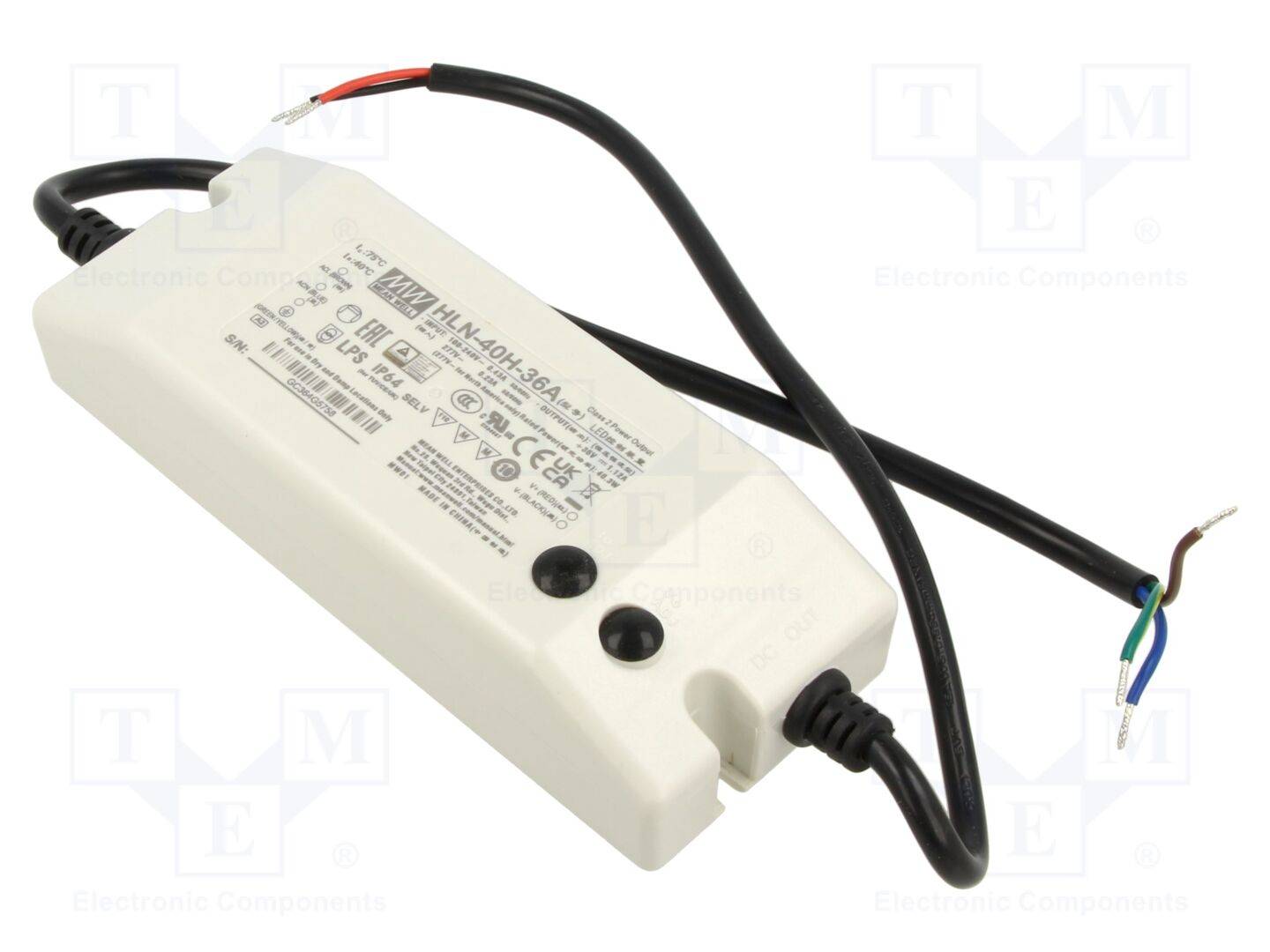 MEAN WELL HLN-40H-36A LED-driver, LED-transformator Constante spanning, Constante stroomsterkte 40 W 1.12 A 21.6 - 36 V/DC Dimbaar, PFC-schakeling, Overbelastingsbescherming, Geschikt voor meubels 1 stuk(s)