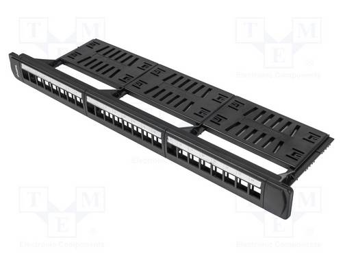 LANBERG PPKS-1124-B Patch panel; Keystone; RACK; zwart; rack 19"; Aantal poorten: 24 - 1 stuk