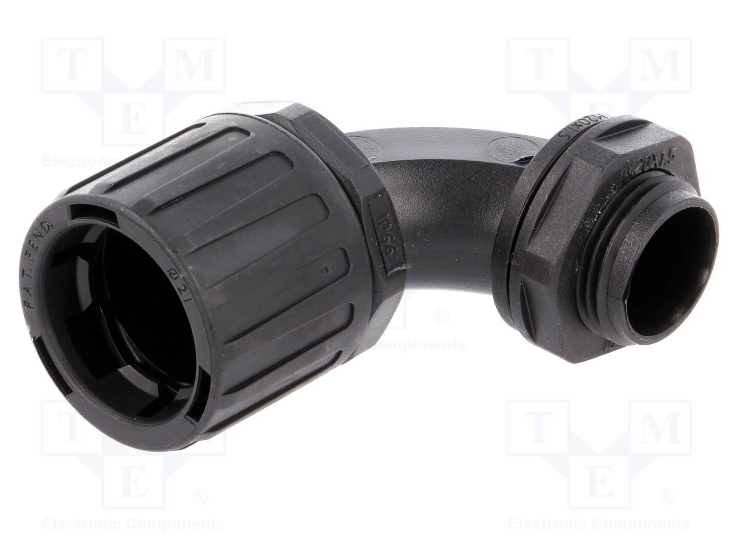 HELLERMANNTYTON HG21-90-M20-PA66-B 90°-koppelstuk; Schroefdr: metriek,buitenzijde; polyamide; IP66 - 1 stuk