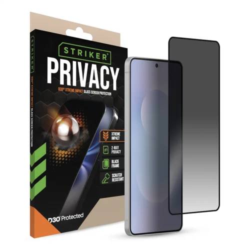 Striker D3O Xtreme Impact Privacy Glass Screen Protector - Black Frame - Samsung Galaxy S25 Edge 5G-0