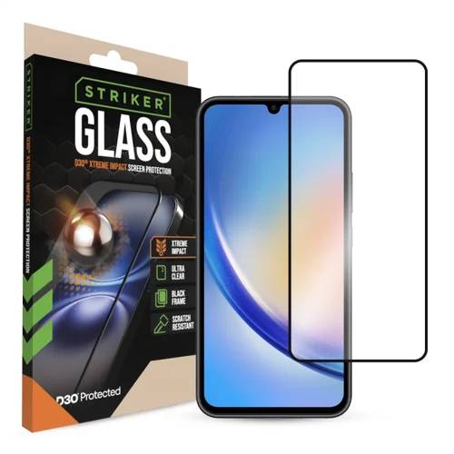 Striker D3O Xtreme Impact Glass Screen Protector - Black Frame - Samsung Galaxy A34 5G-0