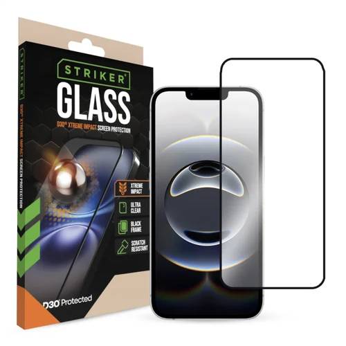 Striker D3O Xtreme Impact Glass Screen Protector - Black Frame - Apple iPhone 13/13 Pro/14/16e-0