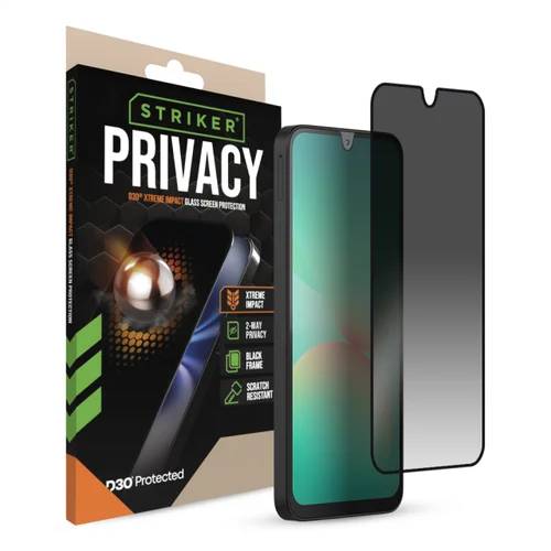 Striker D3O Xtreme Impact Privacy Glass Screen Protector - Black Frame - Samsung Galaxy A16 (4G/5G)/A17 (4G/5G)/A26 5G-0