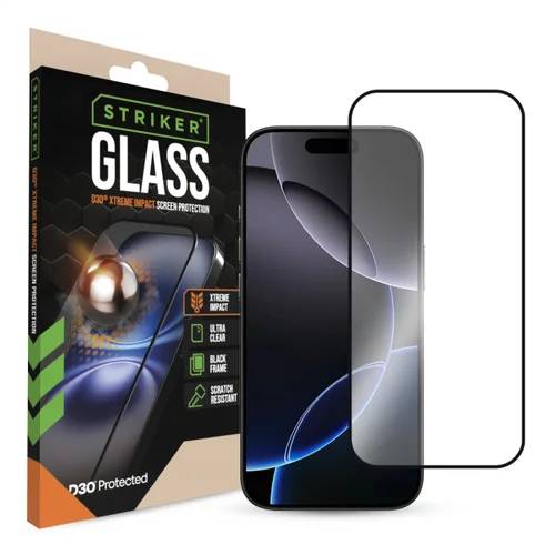 Striker D3O Xtreme Impact Glass Screen Protector - Black Frame - Apple iPhone 16 Pro-0