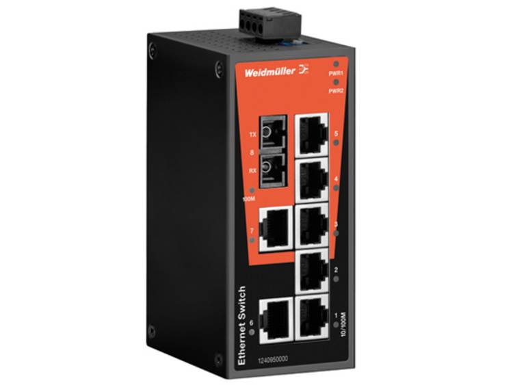 Netwerk switch, unmanaged, Fast Ethernet, Aantal poorten: 7x RJ45, 1 * SC Single-mode, IP-30, -10 ° 