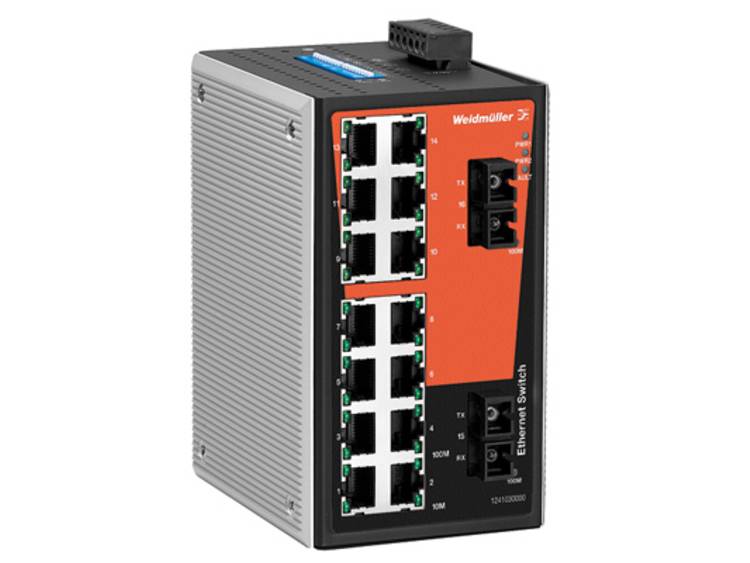 Netwerk switch, unmanaged, Fast Ethernet, aantal aansluitingen: 14x RJ45, 2 * SC Multi-mode, IP 30, 