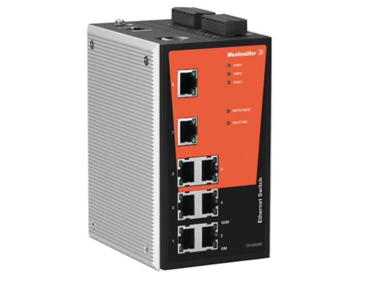 Netwerk switch, beheerd, Fast Ethernet, Aantal poorten: 8x RJ45, IP 30, 0 ° C. .. +60 ° C