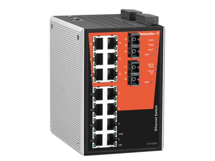 Netwerk switch, beheerd, Fast Ethernet, aantal aansluitingen: 14x RJ45, 2 * SC Multi-mode, IP 30, 0 
