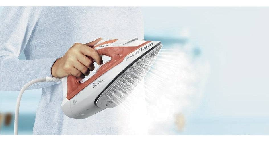 Tefal Strijkijzer FV2C40E0 Droog & Stoom 2000 W Keramische Zoolplaat Perzik/Wit-0