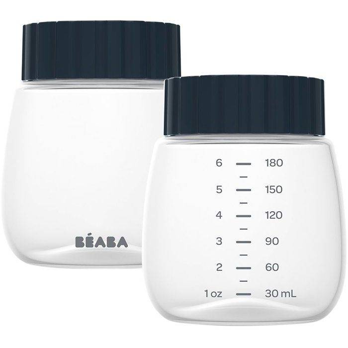 BEABA Set van 2 Borstvoeding Opslagflessen 180 ml - Dubbele en Enkele Borstkolf-0