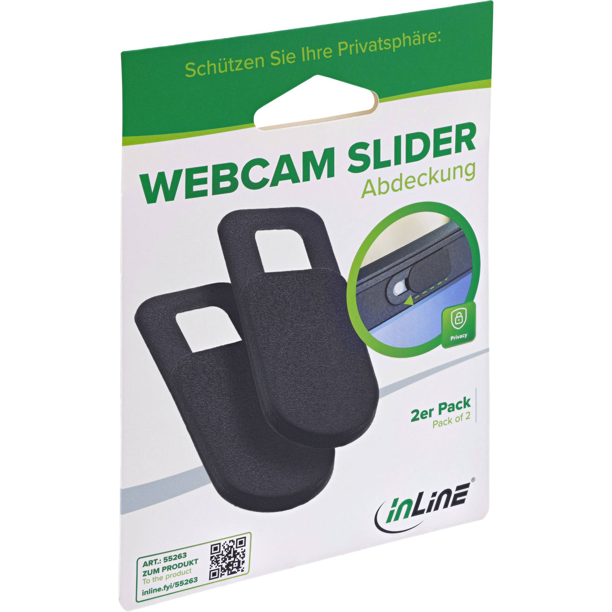 InLine® Webcam schuifdeksel, zwart, set van 2-1